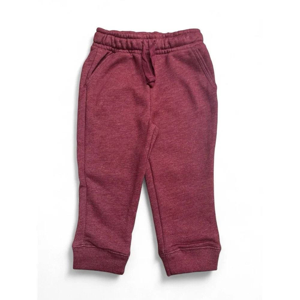 NWT Cat & Jack Girls 18mo. Leopard Long Sleeve Top & Maroon Sweatpants Outfit
